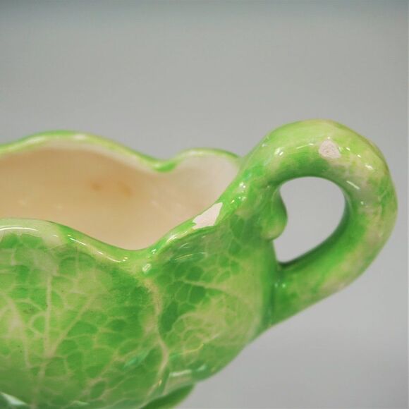 Italian The Mane Lion Pottery Cabbage Collection Gravy Boat With Underplate FLAW - Picture 3 of 7